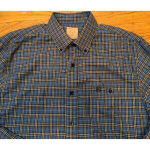 Gunnison Creek Shirt Men's XLT Collard Button Down Blue Plaid Shirt Logo Pocket